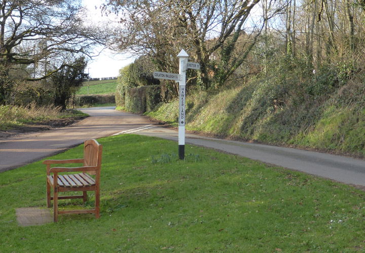 Bench and Sign